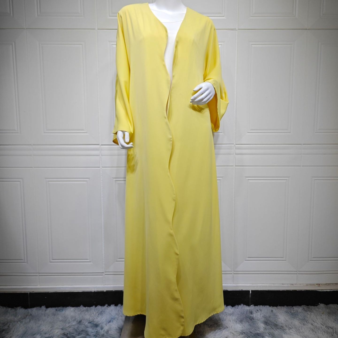 Collarless Open Front Abaya(MOA348)