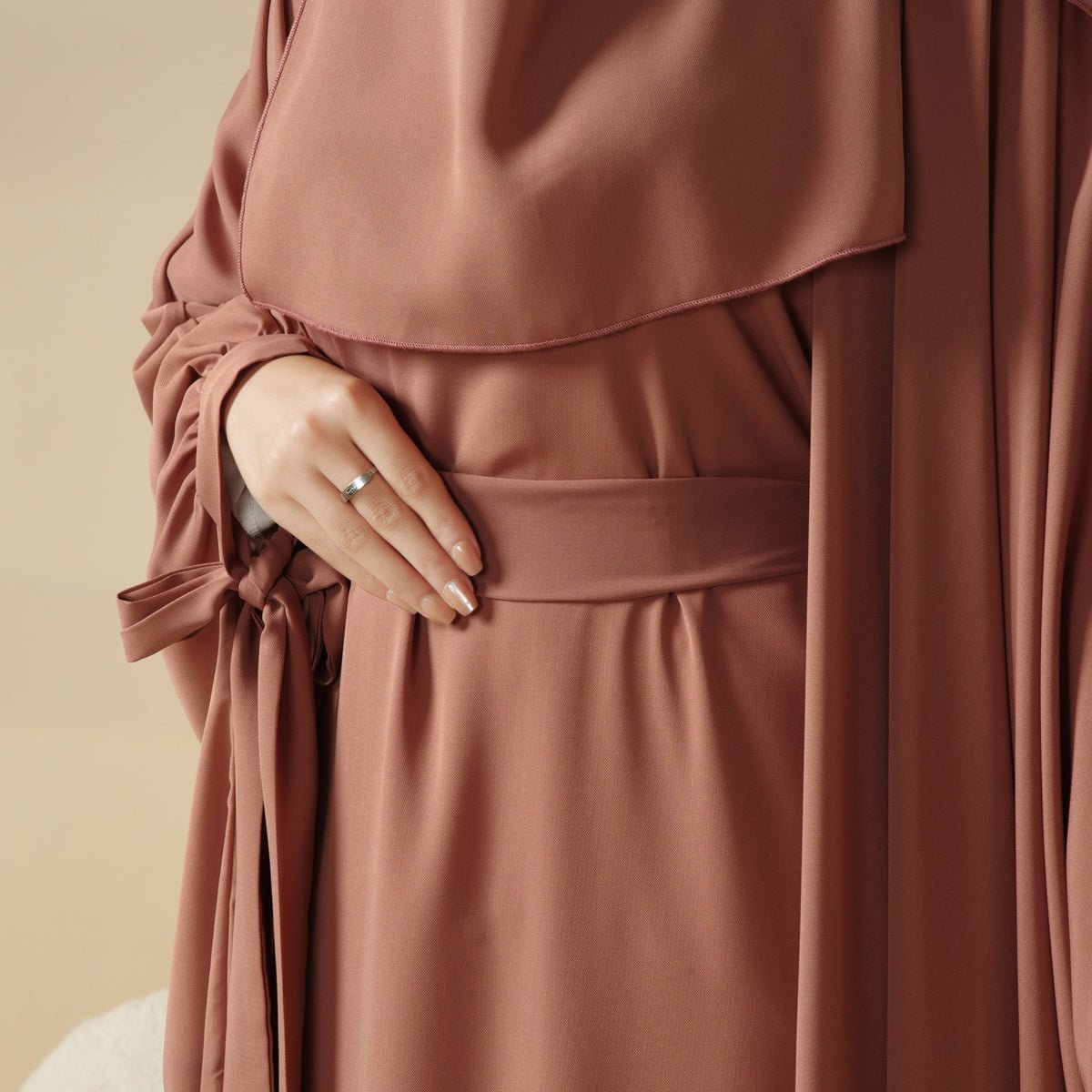 5 - Piece Set Farasha Abaya, Premium Farasha Textured Open Abaya (MOA095) - Mariam's Collection