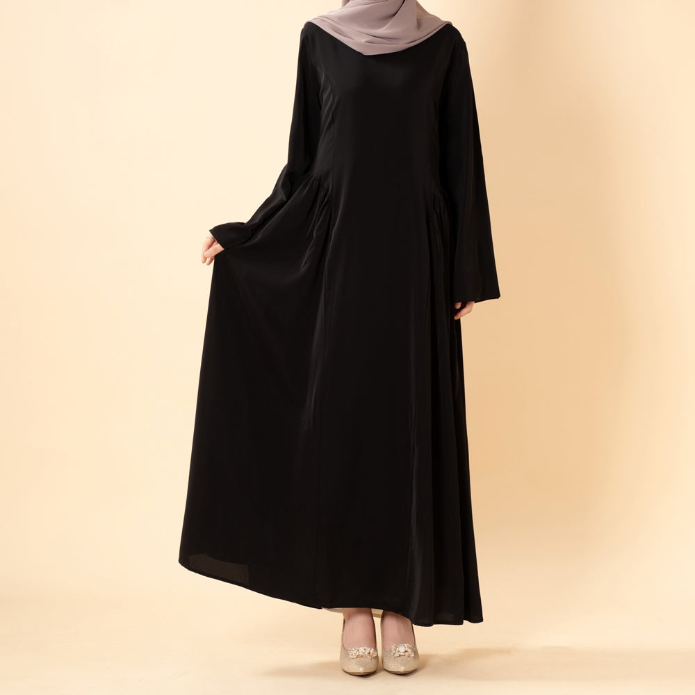 Nida Flared Maxi Dress with Pleated A-Line Skirt & Wide Bell Sleeves(MS435)