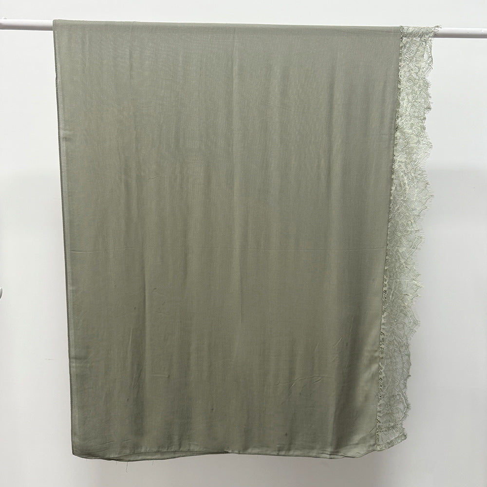 Lace Trim Rayon Hijab Scarf(MH211)