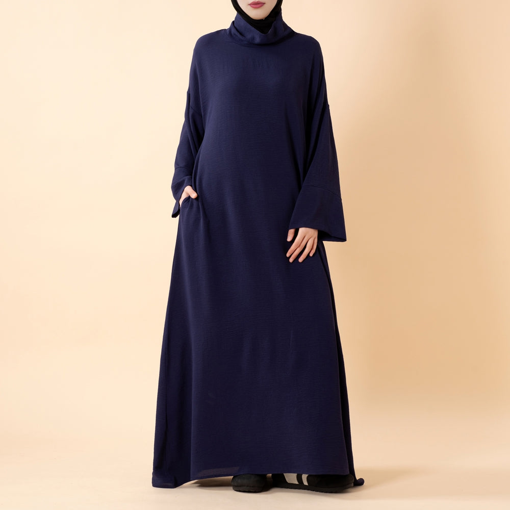 Everyday Crepe Turtleneck Abaya – Relaxed Fit for All Seasons(MA384)