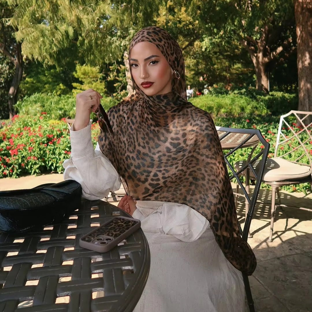 Versatile Leopard Print Fashionable Hijab (MH164)