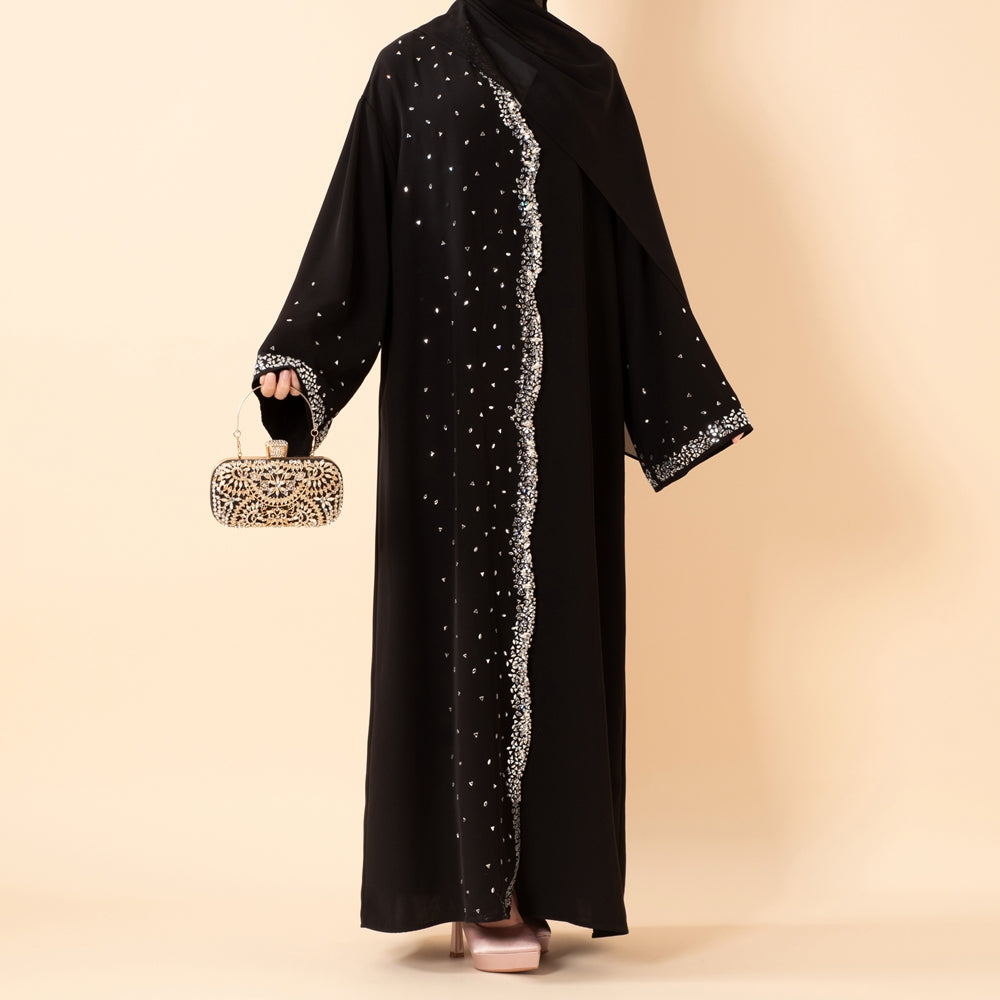 Luxury Black Starry Diamond Abaya  (MOA240)