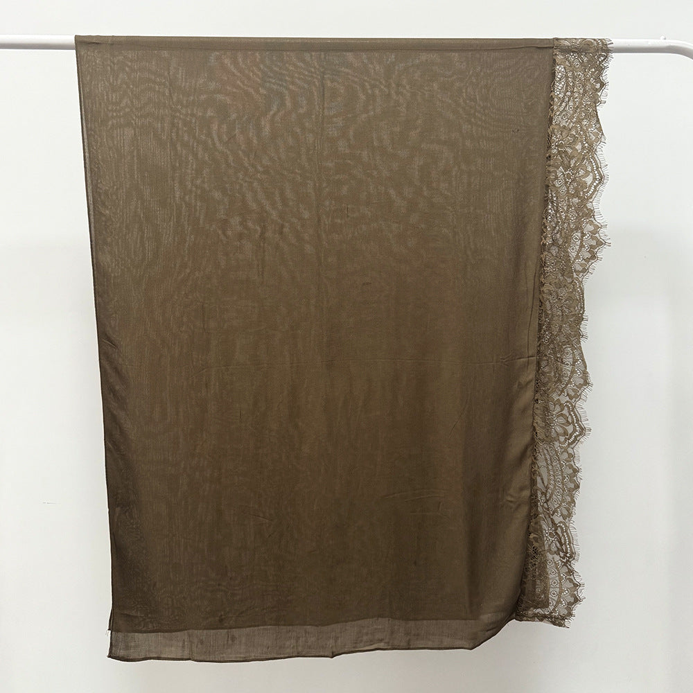 Lace Trim Rayon Hijab Scarf(MH211)