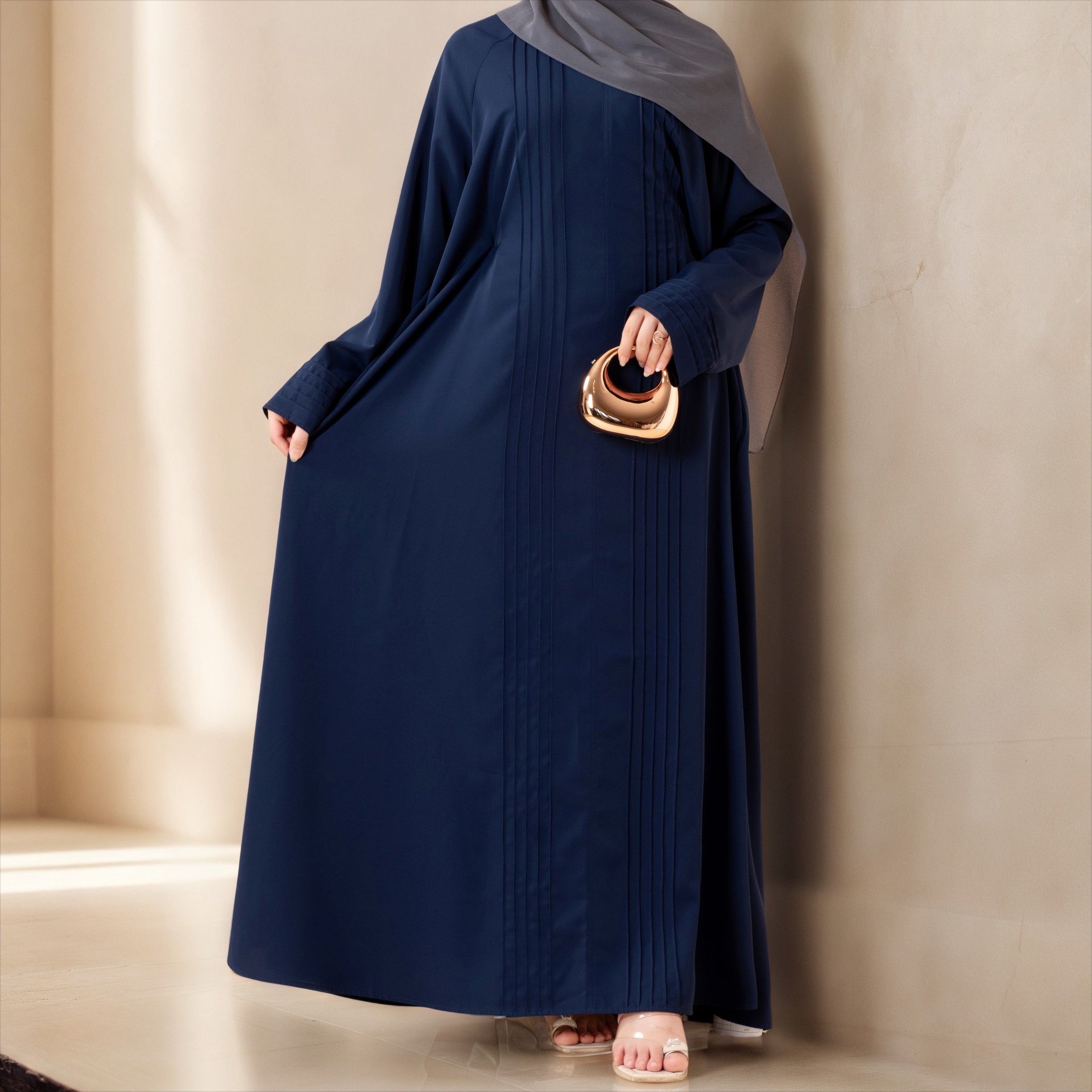 Serene Pleated Georgette Abaya Loose Full-Length Modest Style (MA254)