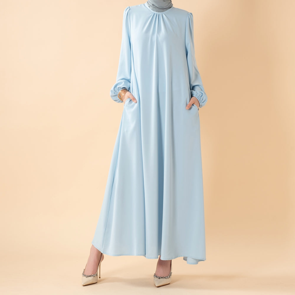Candy Color Pleated Abaya | Must - have Essential Basic Dress (MA142) - Mariam's Collection