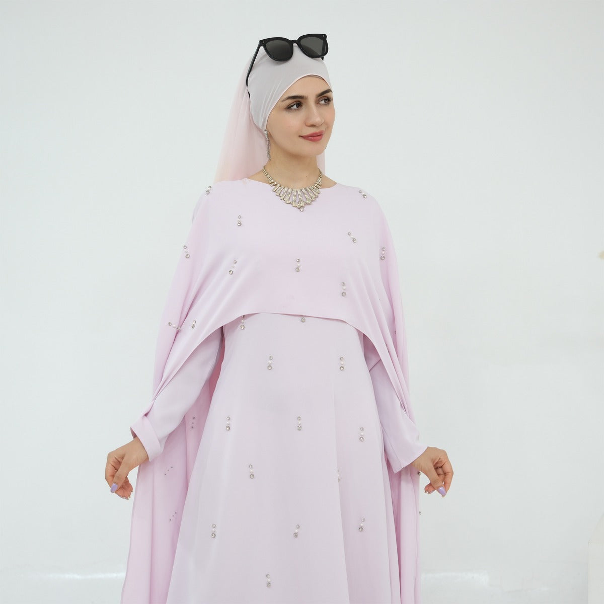 Celestial Beaded Luxury Muslim Abaya Set | Modest Dresses with Beading Detailing (MA266)