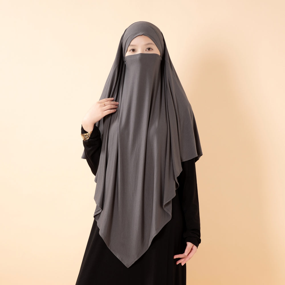 Premium Lenzing™ Modal Khimar with Integrated Face Veil (MK026)