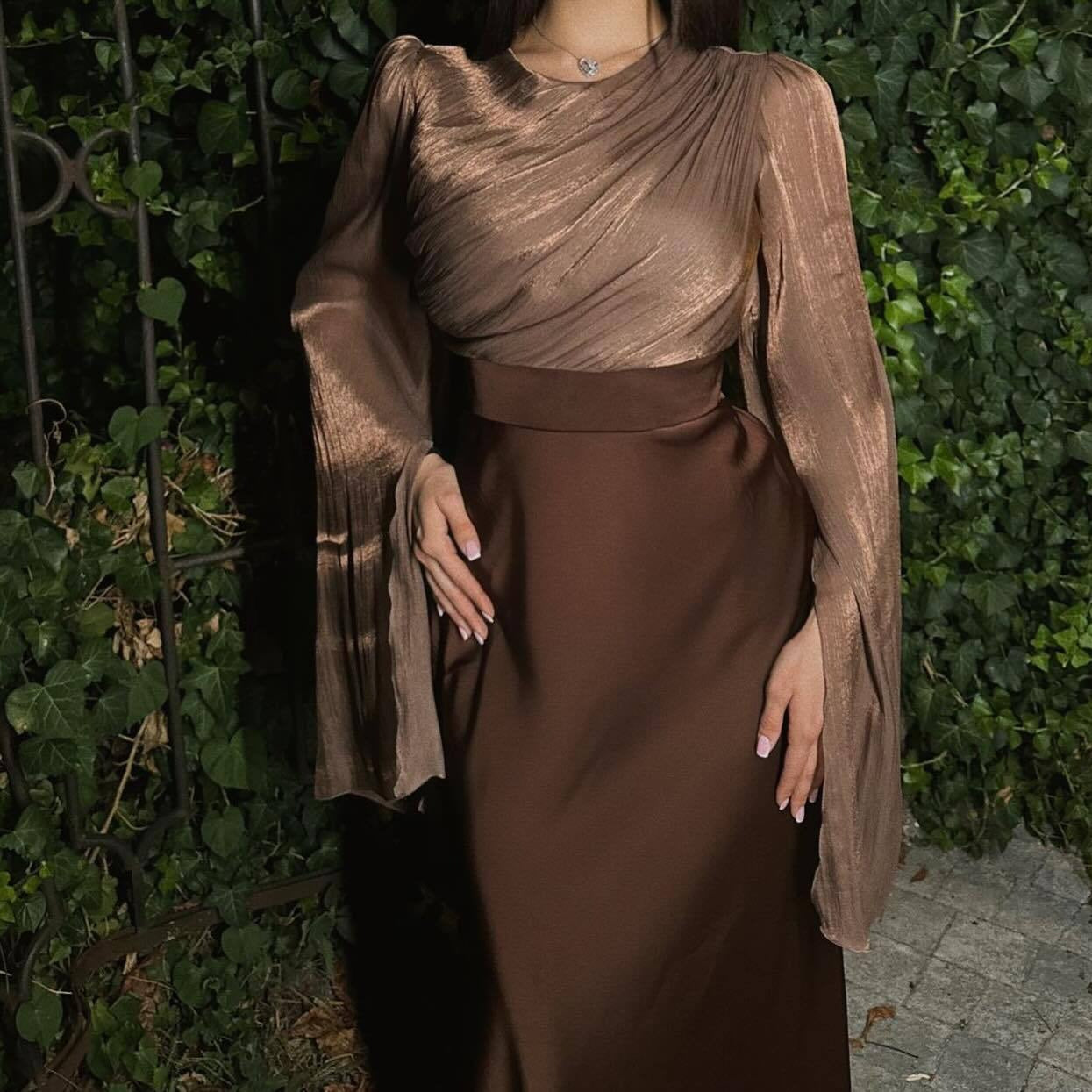 Cape Sleeve Gown with Tie-Back | Fitted Mermaid Maxi Dress(MS230)