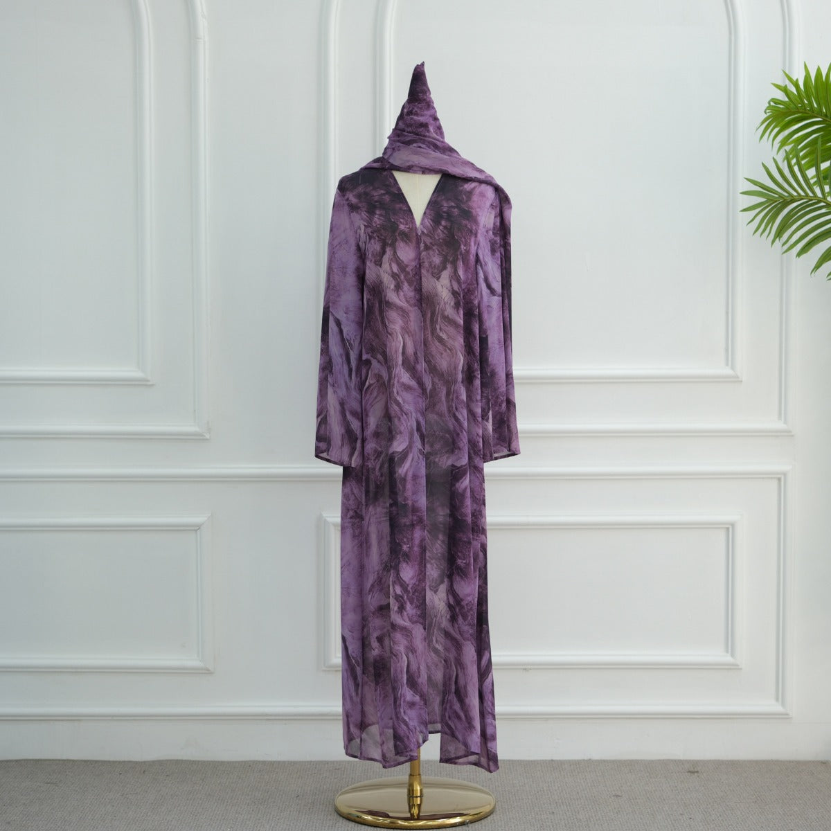 Printed Cardigan Abaya Collection | Modest Luxury Loungewear Feather-Print Robes (MOA194)