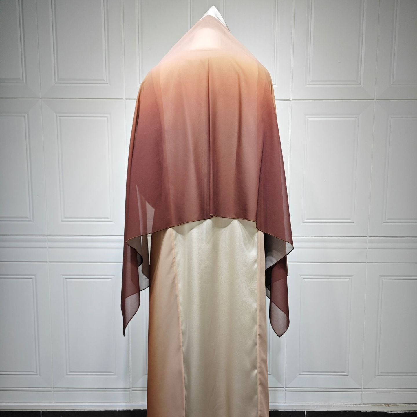 Two-Tone Colour-Block Open Abaya with Matching Hijab(MOA347)