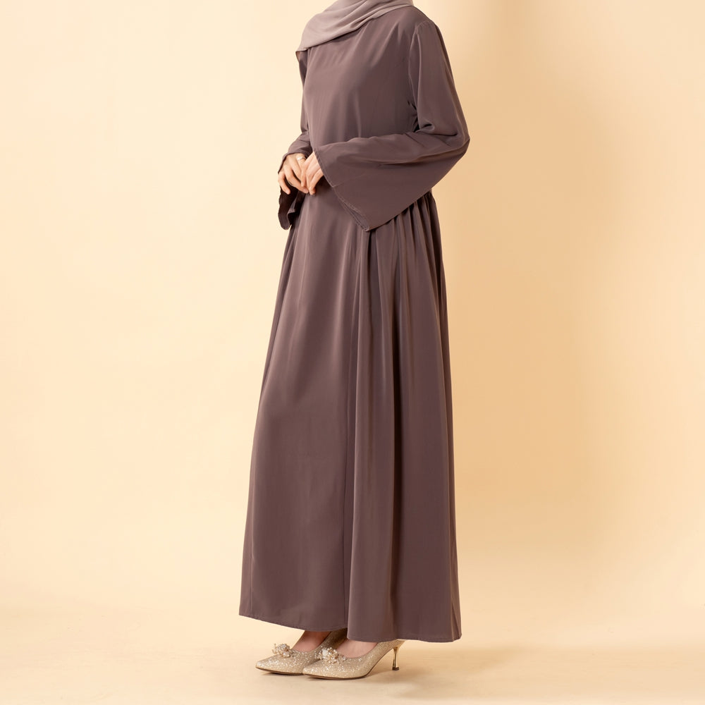 Nida Flared Maxi Dress with Pleated A-Line Skirt & Wide Bell Sleeves(MS435)