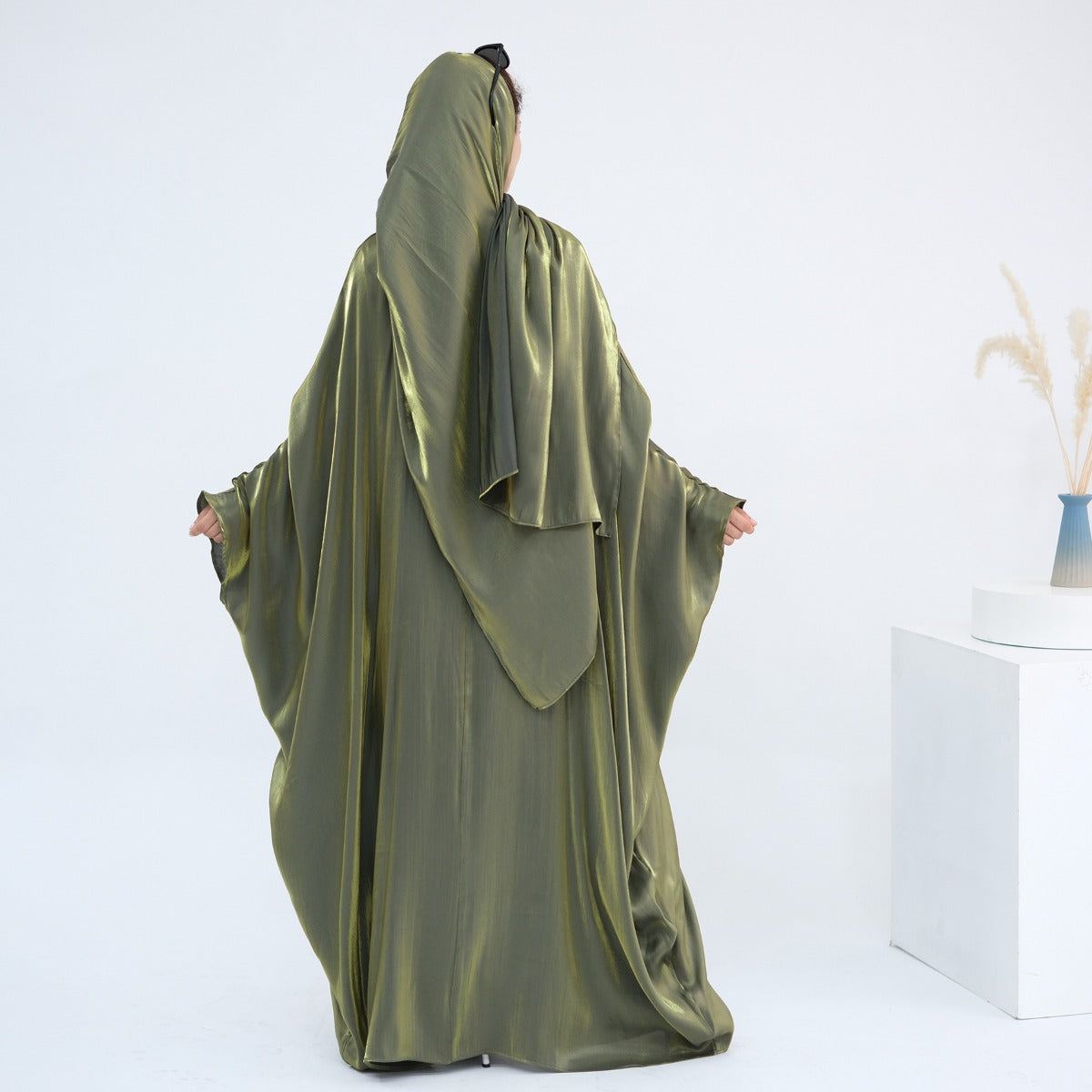 Luminous Beaded Abaya Collection | Luxury Solid Color Bell Sleeve Evening Wear Robes (MOA196)
