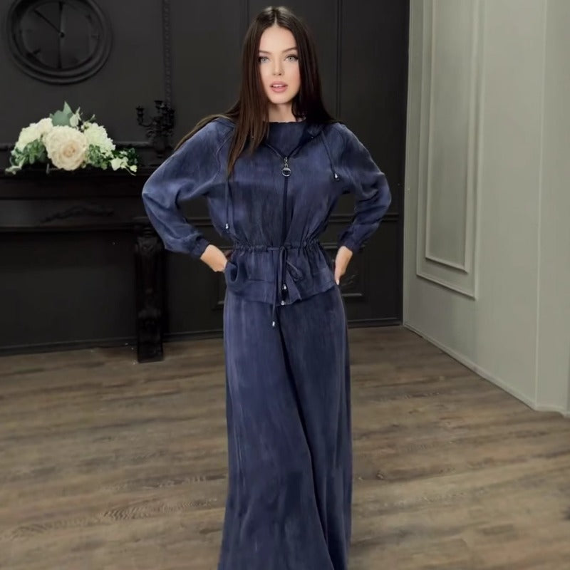 Fall Winter Modest Luxury 2-Piece Hooded Abaya Set(MS113)