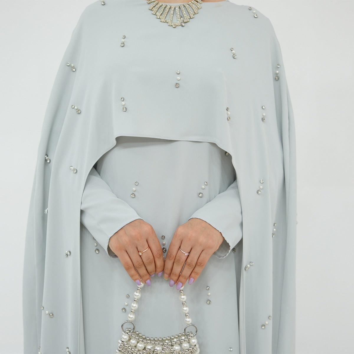 Celestial Beaded Luxury Muslim Abaya Set | Modest Dresses with Beading Detailing (MA266)