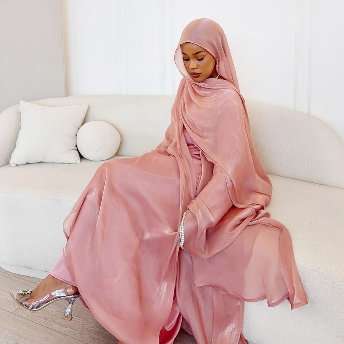 Luxe Beaded Cardigan Abaya |  Modest Luxury Evening Wear Beading-Embellished Robes (MOA195)