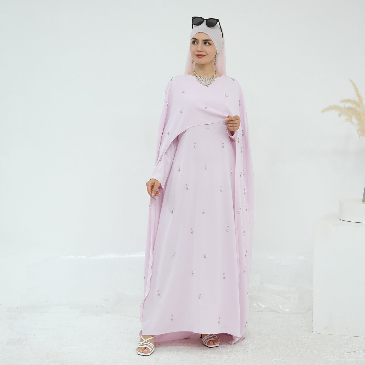Celestial Beaded Luxury Muslim Abaya Set | Modest Dresses with Beading Detailing (MA266)
