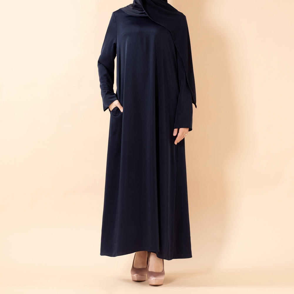 Leaf Embellishment Satin 3-Piece Abaya Set for Eid (MOA244)