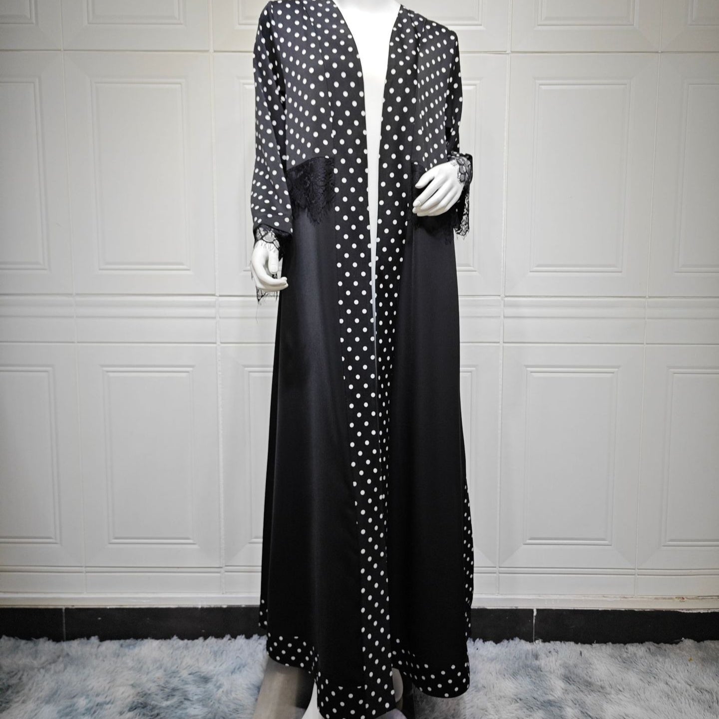 Polka Dot & Lace Panel Open Abay(MOA335)