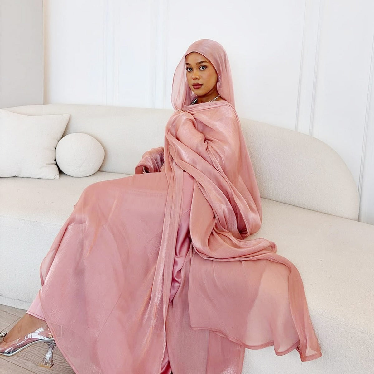 Luxe Beaded Cardigan Abaya |  Modest Luxury Evening Wear Beading-Embellished Robes (MOA195)