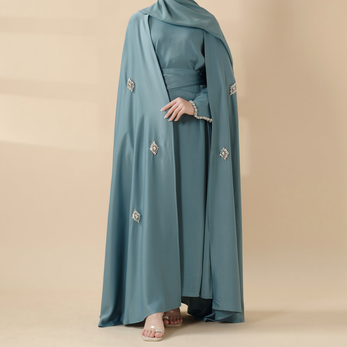 Cape Abaya, Haute Couture Heavy Rhinestone Abaya (MOA067)