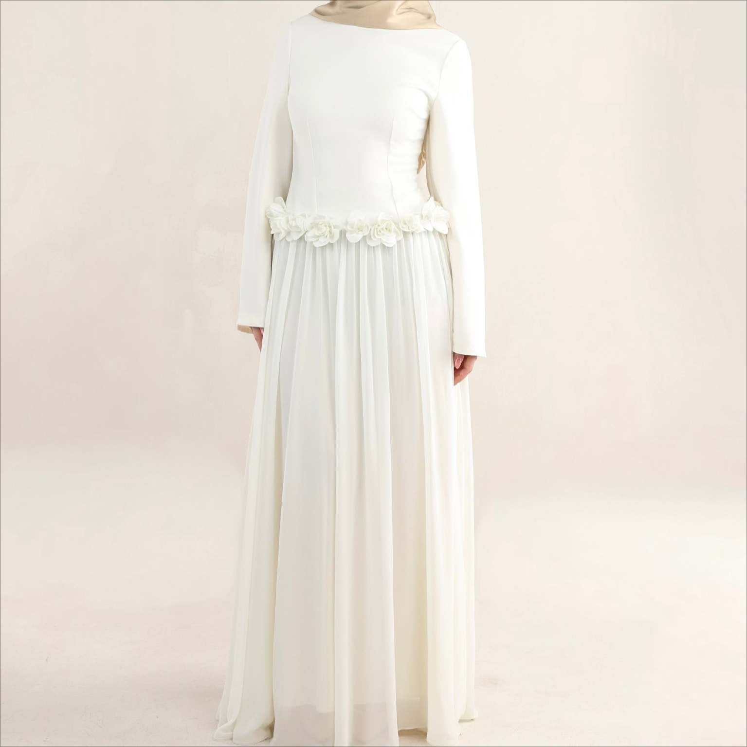 3D Rose Waist Fitted Maxi Dress(MS515)