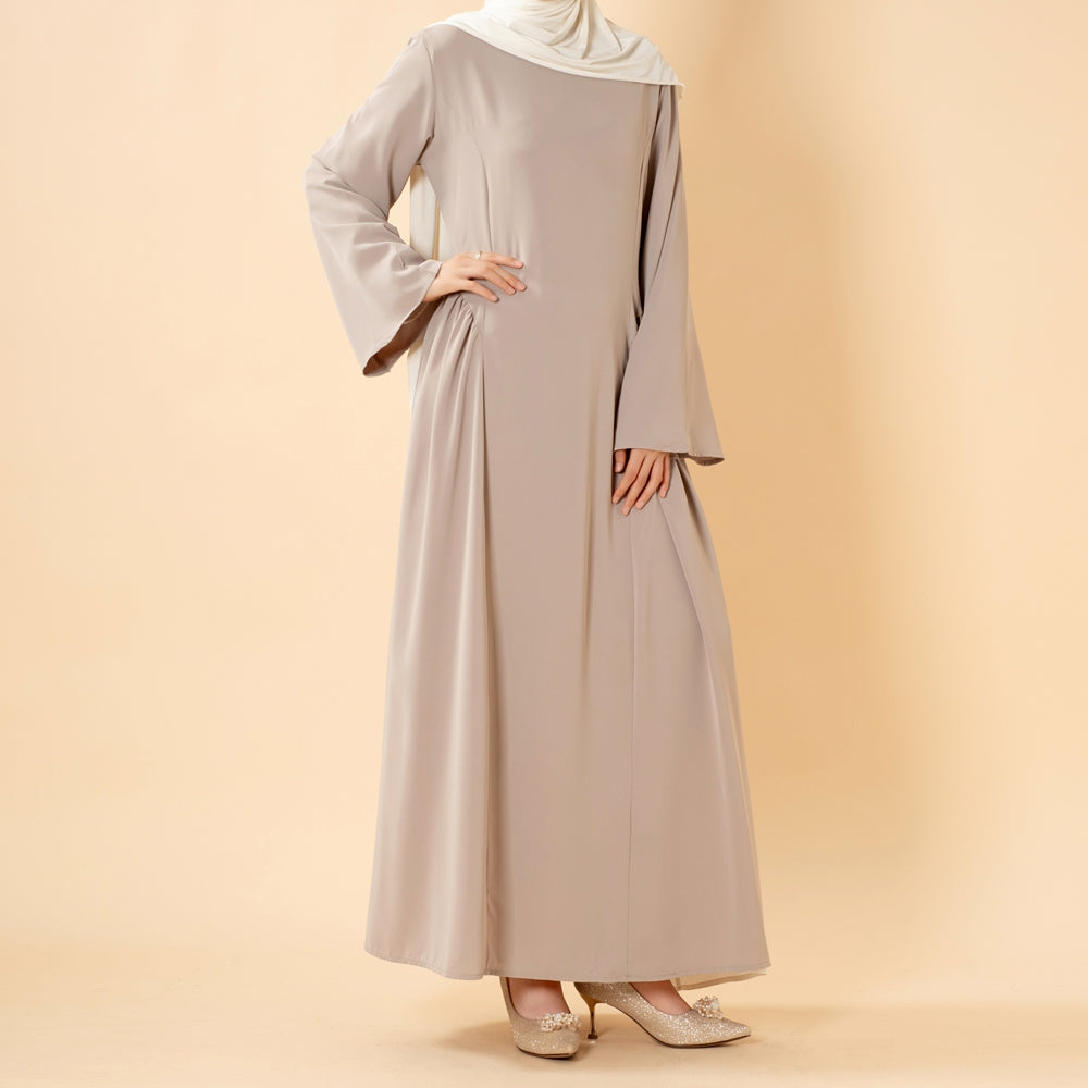 Nida Flared Maxi Dress with Pleated A-Line Skirt & Wide Bell Sleeves(MS435)