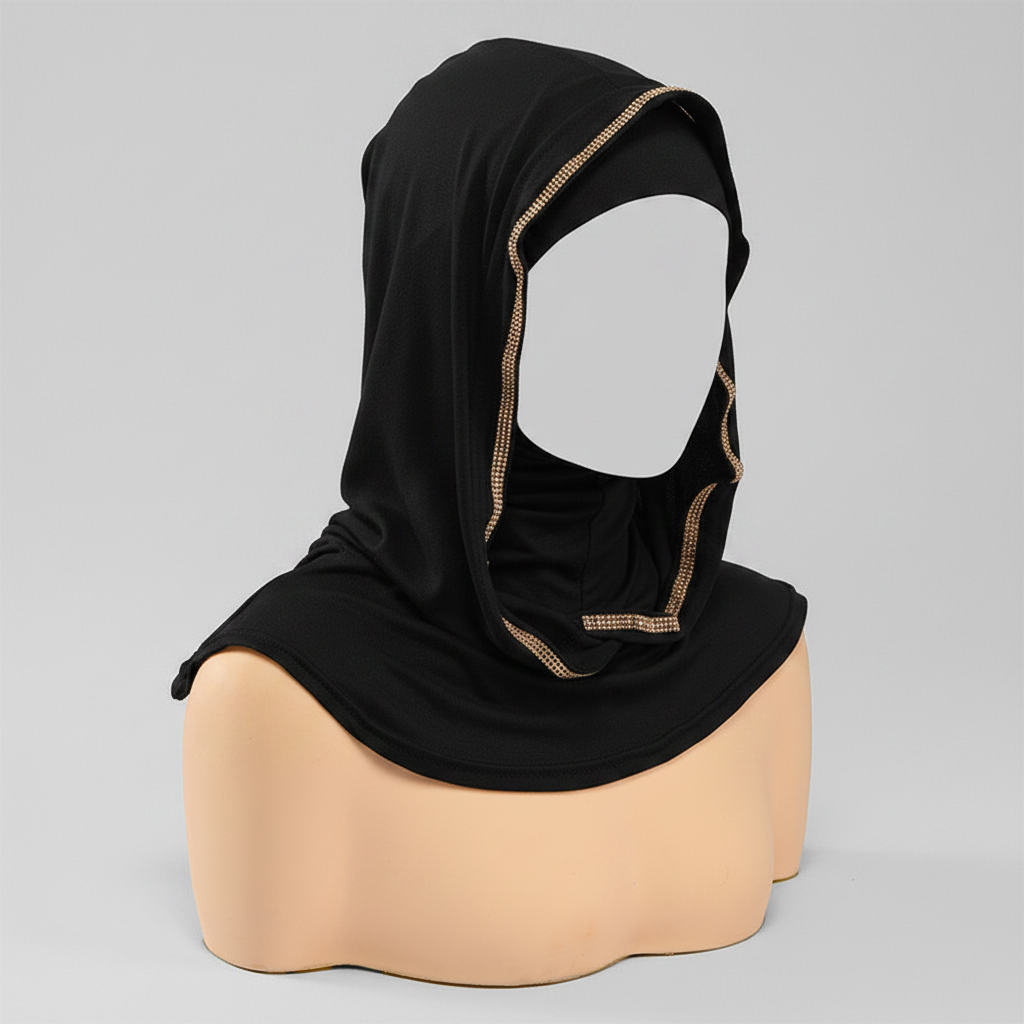 Crystal Trim Instant Hijab Cap(MH256)