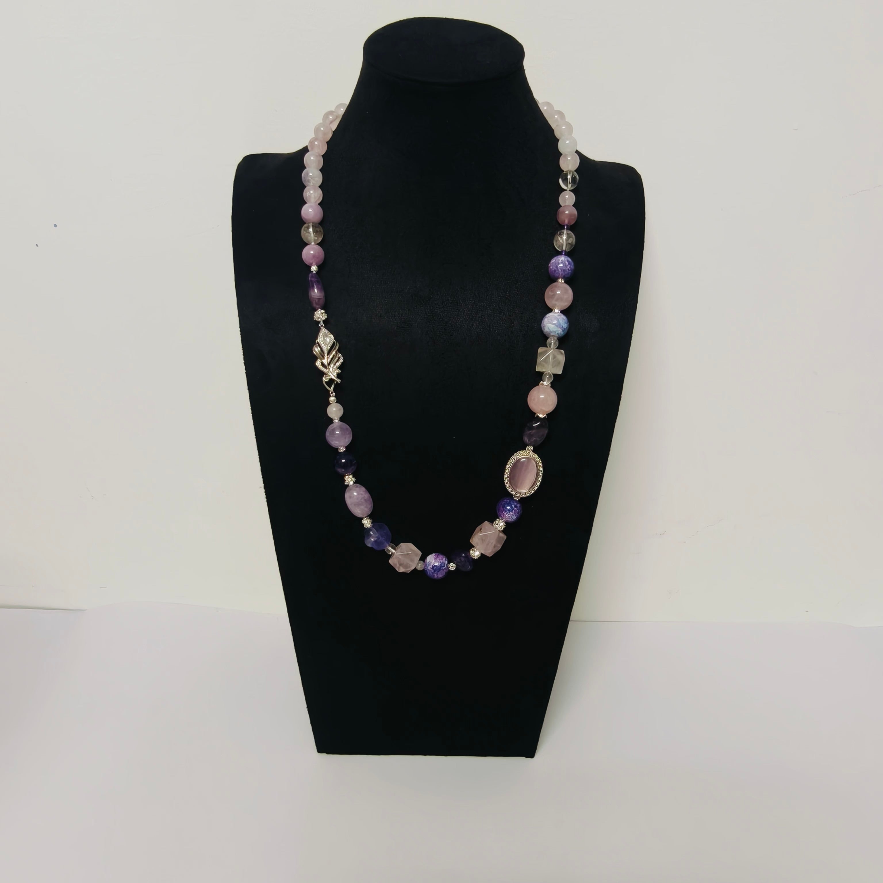 Handmade Premium Crystal Necklace |  Artisan Woven Jewelry with Alloy Accents  | Elegant Sparkling Statement Necklace for Women (MAC345)