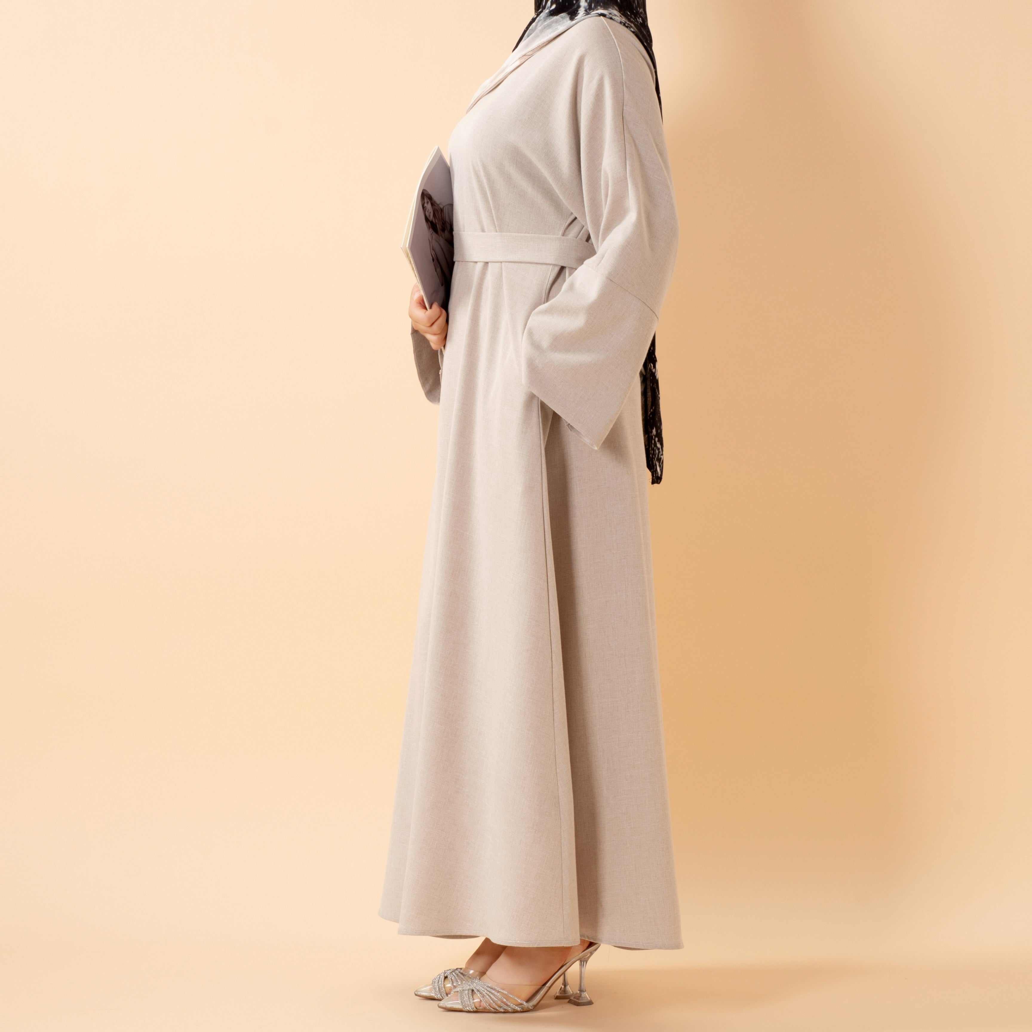Premium Linen-Look Pullover Abaya with Pockets(MA341)