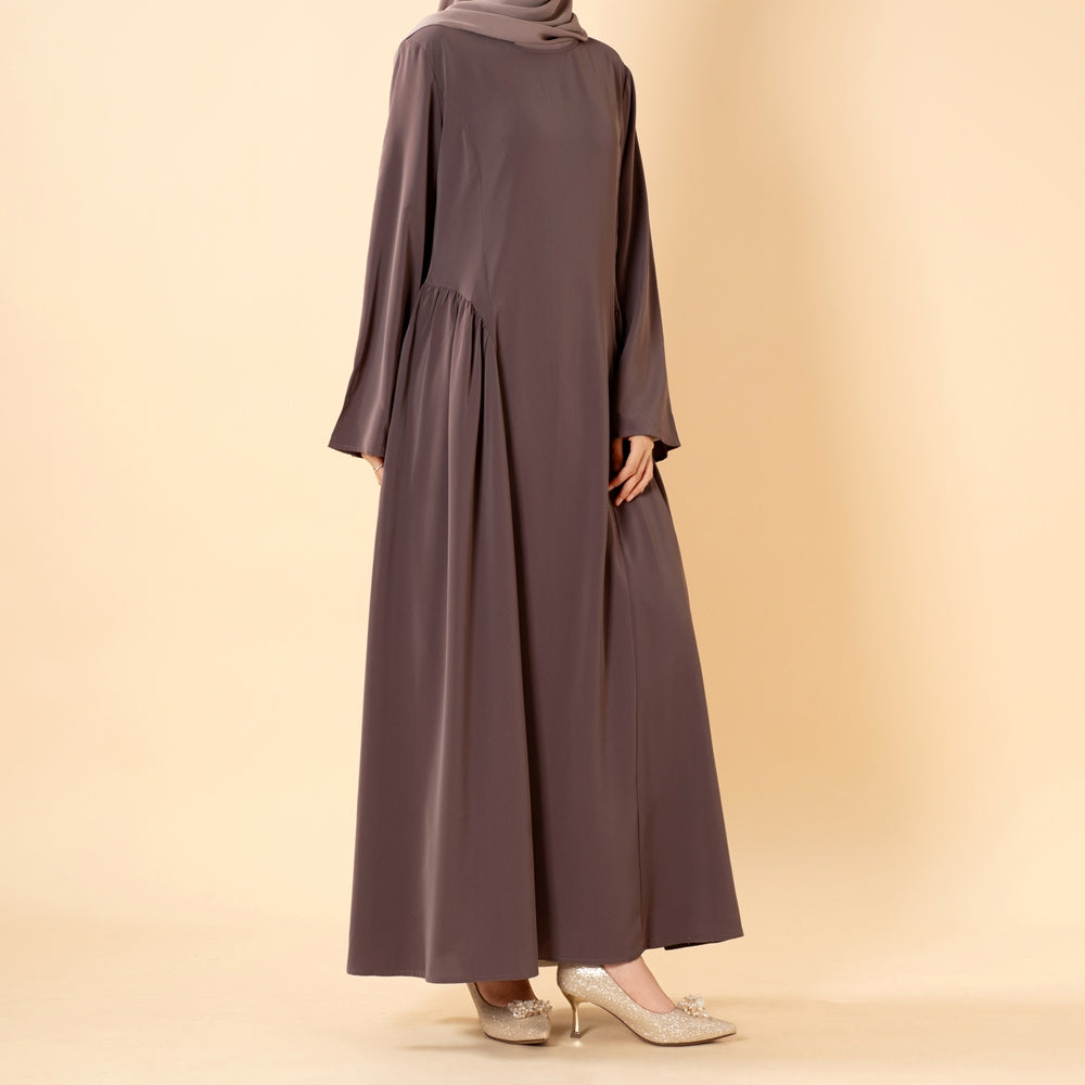 Nida Flared Maxi Dress with Pleated A-Line Skirt & Wide Bell Sleeves(MS435)
