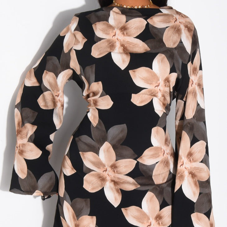 Floral Print Washed Crinkle Maxi Dress(MS437)