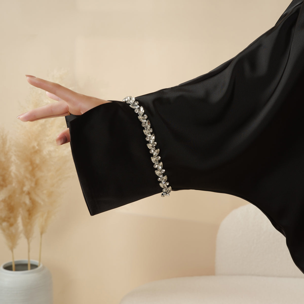 Archive Piece Kaftan Batwing Sleeve Luxury Satin Diamond Abaya - MP009 (Size L Only)