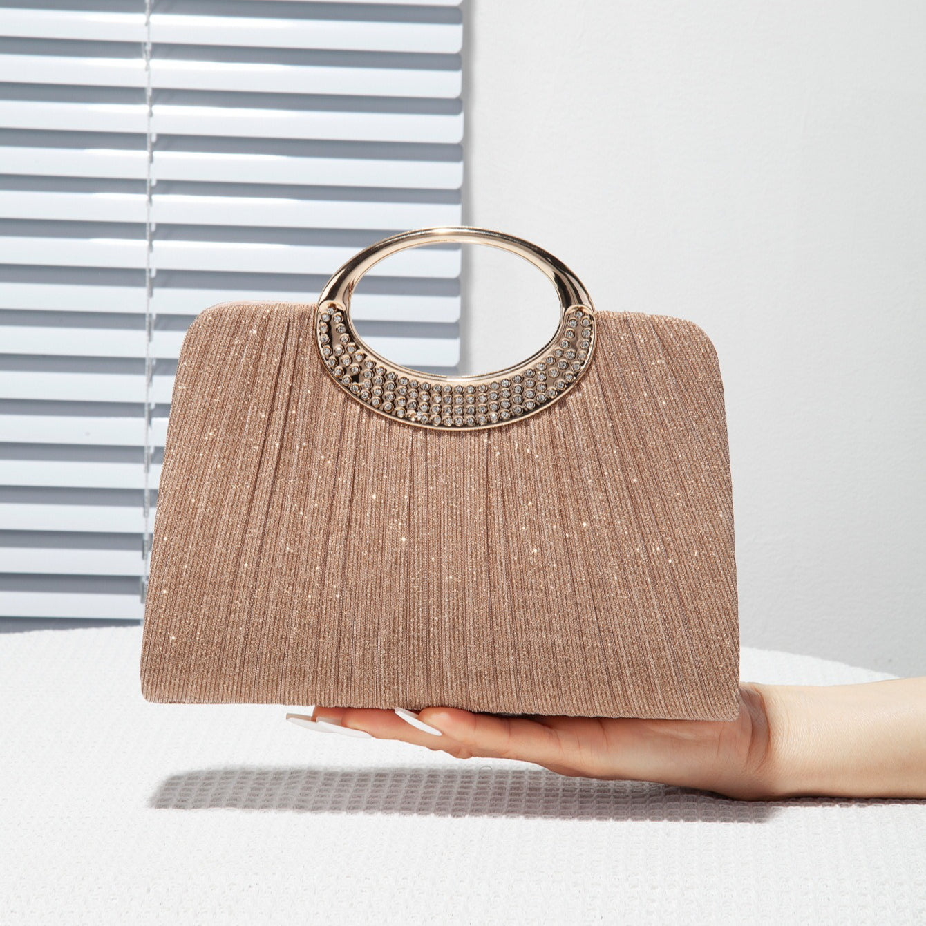 Oval Ring Handle Pleated Satchel Bag（MAC441）