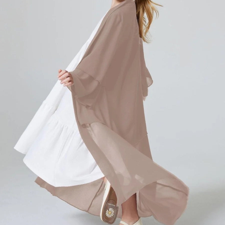 Two Layers Chiffon Girls Open Abaya Kid Abaya(MKG007)