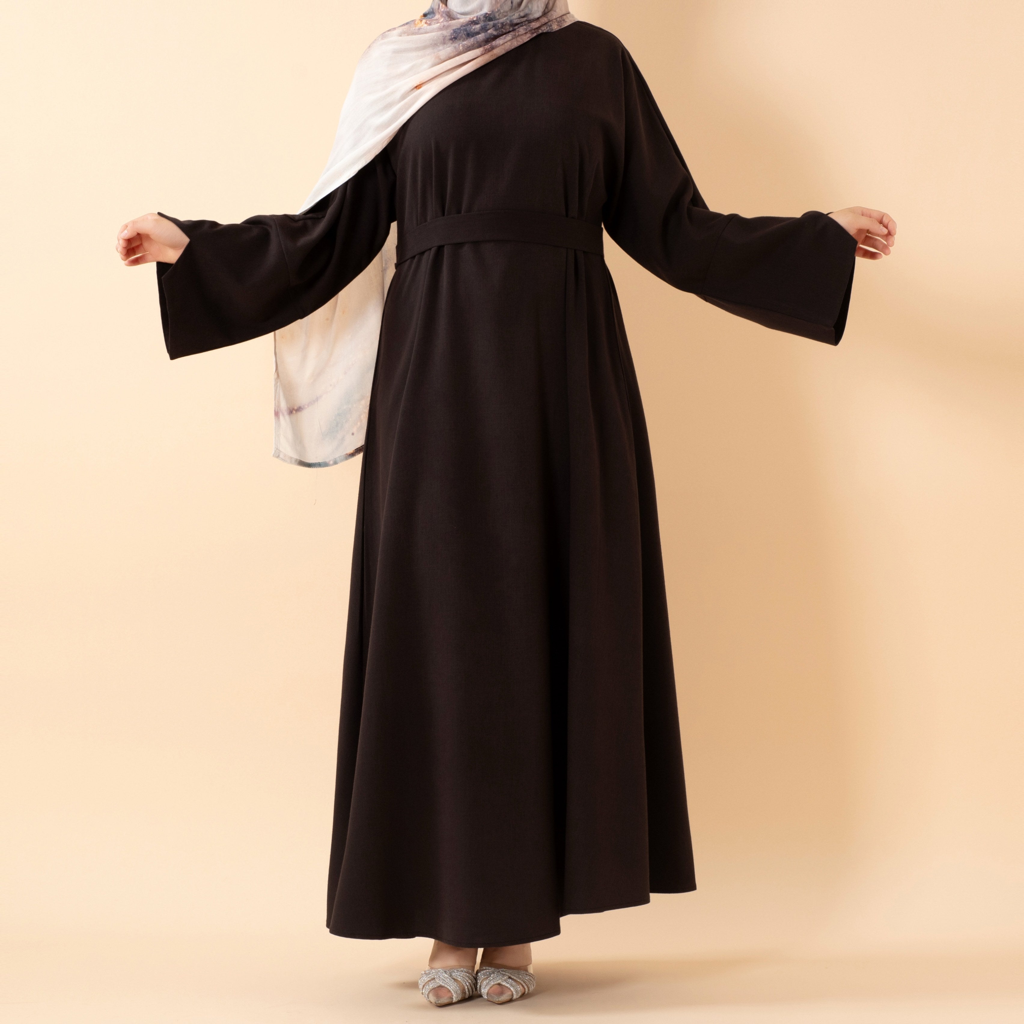 Premium Linen-Look Pullover Abaya with Pockets(MA341)