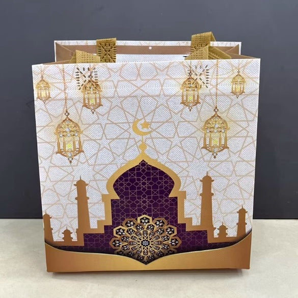 Ramadan Eid Mubarak Handheld Gift Bag Set | Islamic Printed Non-Woven Tote Bags (MAC389)