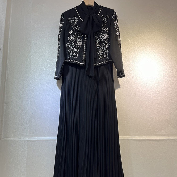 Crystal Embellished Jacket & Pleated Skirt Set(MS305)