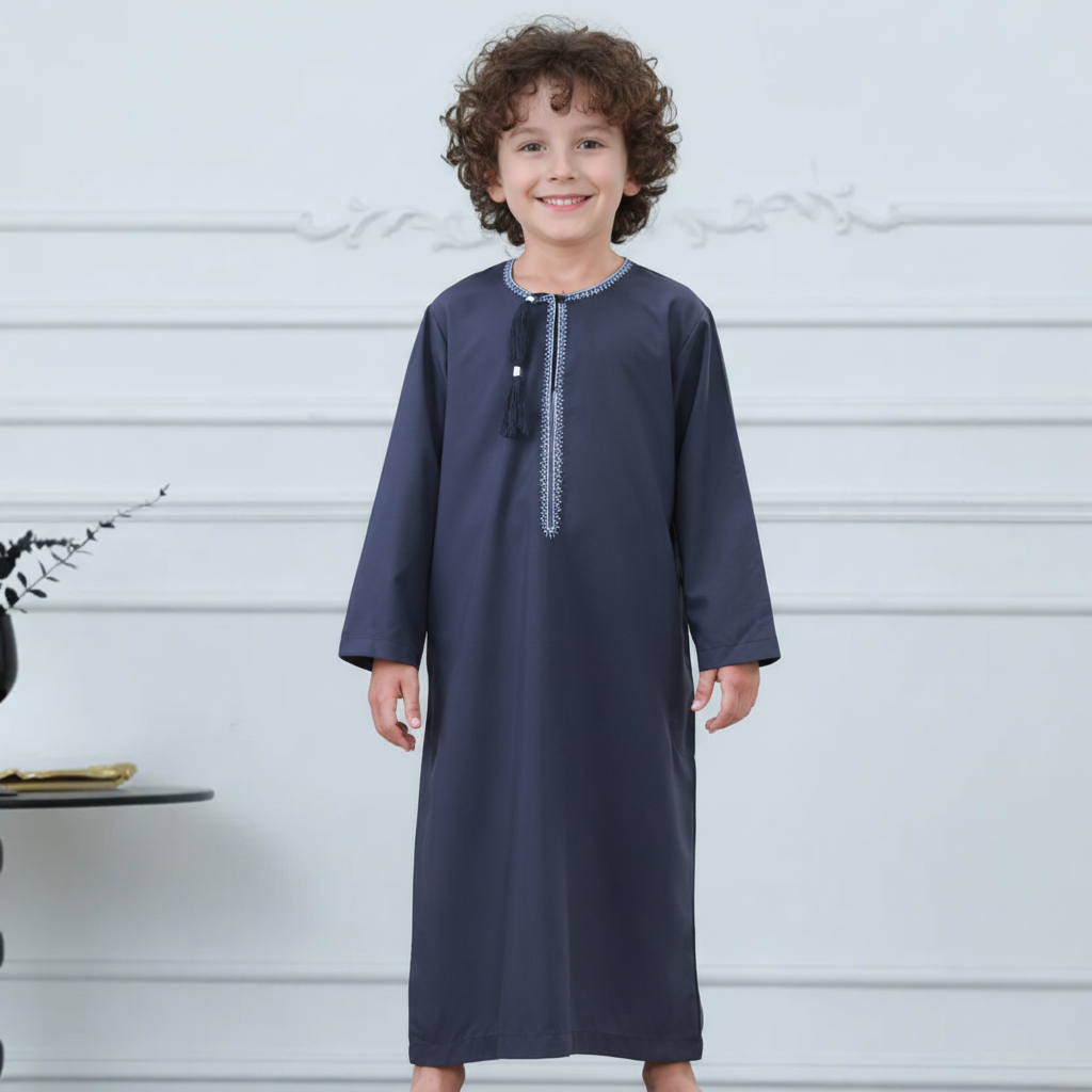 Boys Embroidered Thobe with Tassel Detail(MKB016)