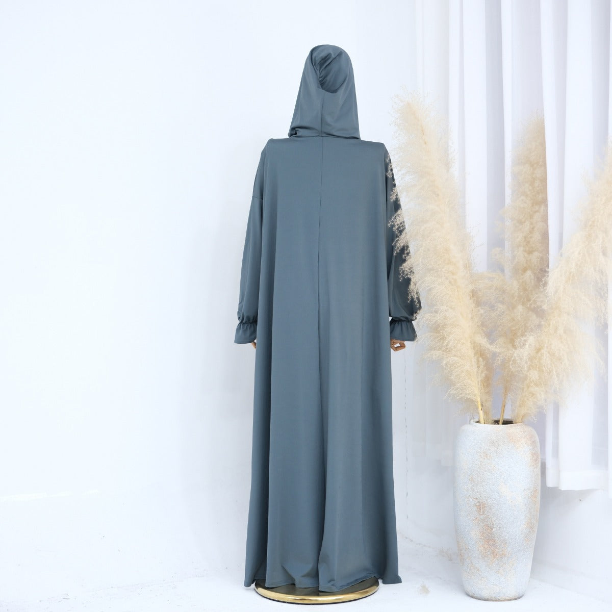 Modest Casual Hooded Abaya Collection | Tone Robes with Bubble Sleeves (MJ021)