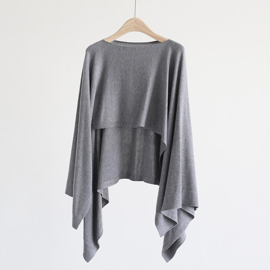 French-Style Two-Piece with Draped Poncho(MS310)