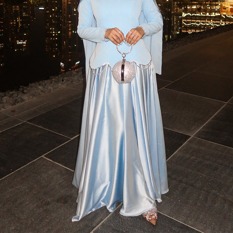 Light Blue Structured Shoulder Dress Set(MS298)