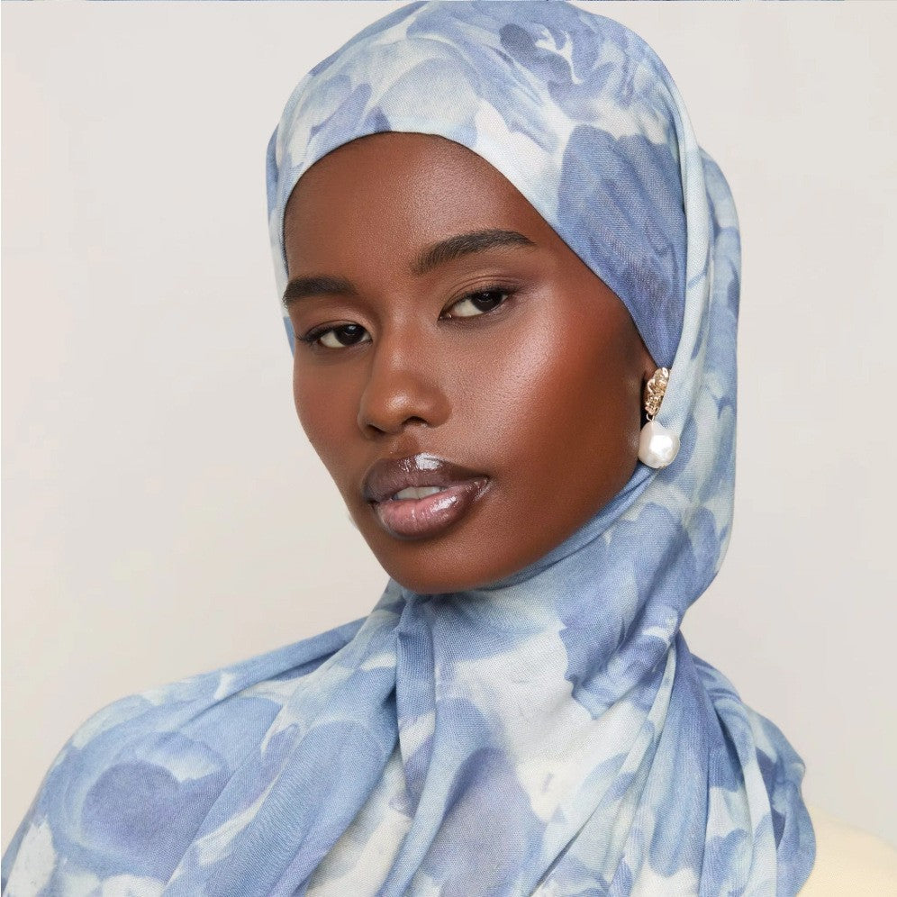 Blossom Watercolor Hijab‌ Versatile Soft Headscarf (MH163)
