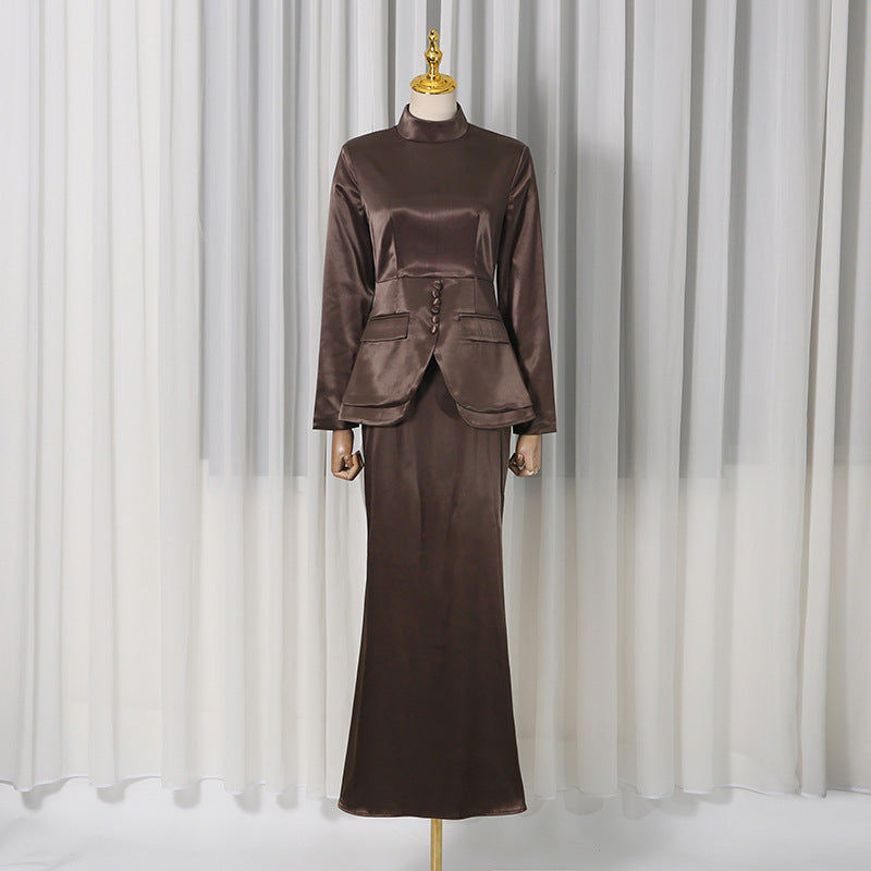 Corset Peplum Top & Maxi Skirt Set(MS396)