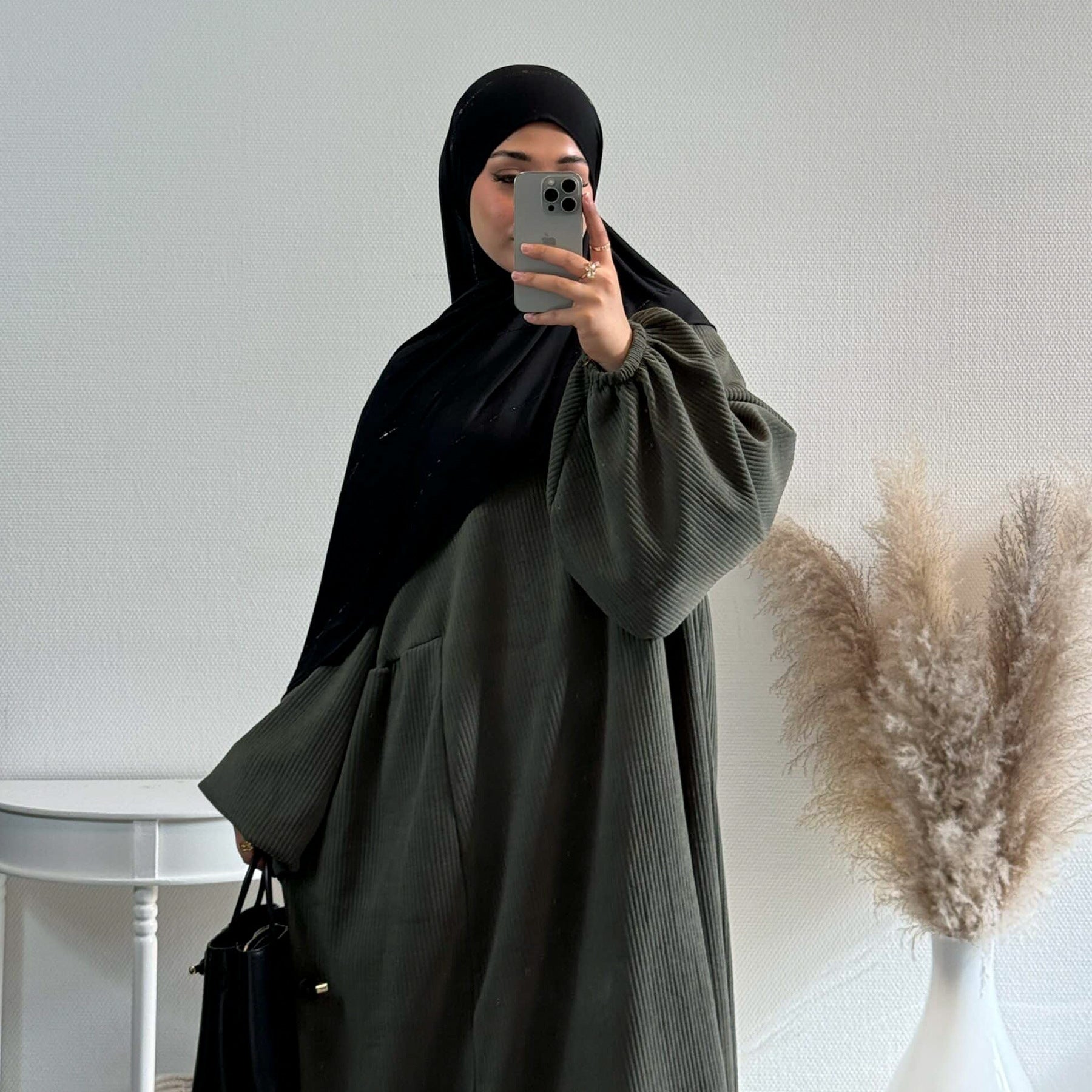 Corduroy Swing Loose Casual Abaya (MA117)