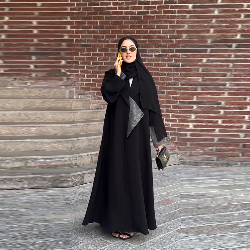 Fashion Forward Long Sleeve Paneled Black Coat | Elegant Long Outerwear(MOA243)