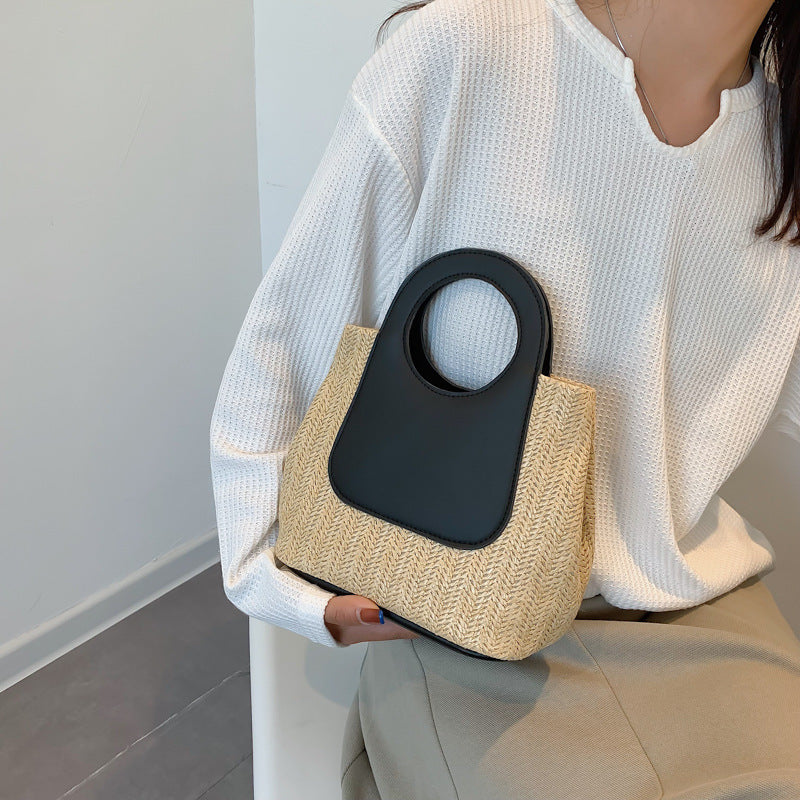 Summer Contrast Woven Top-Handle Bag (MAC467)