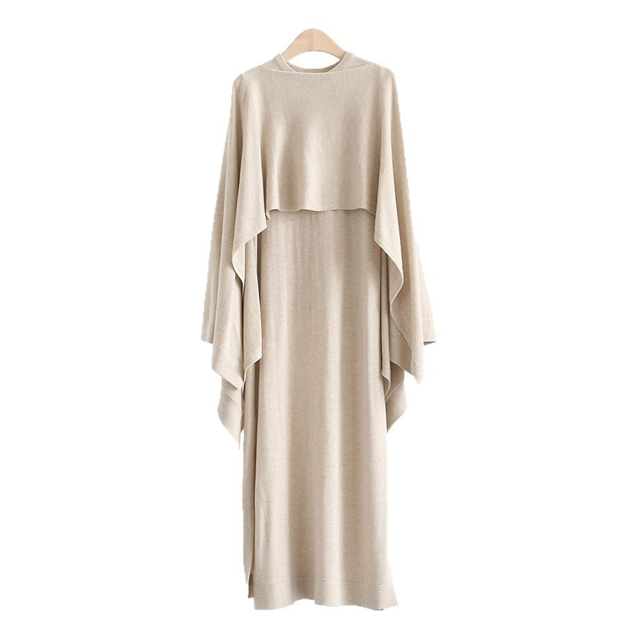 French-Style Two-Piece with Draped Poncho(MS310)