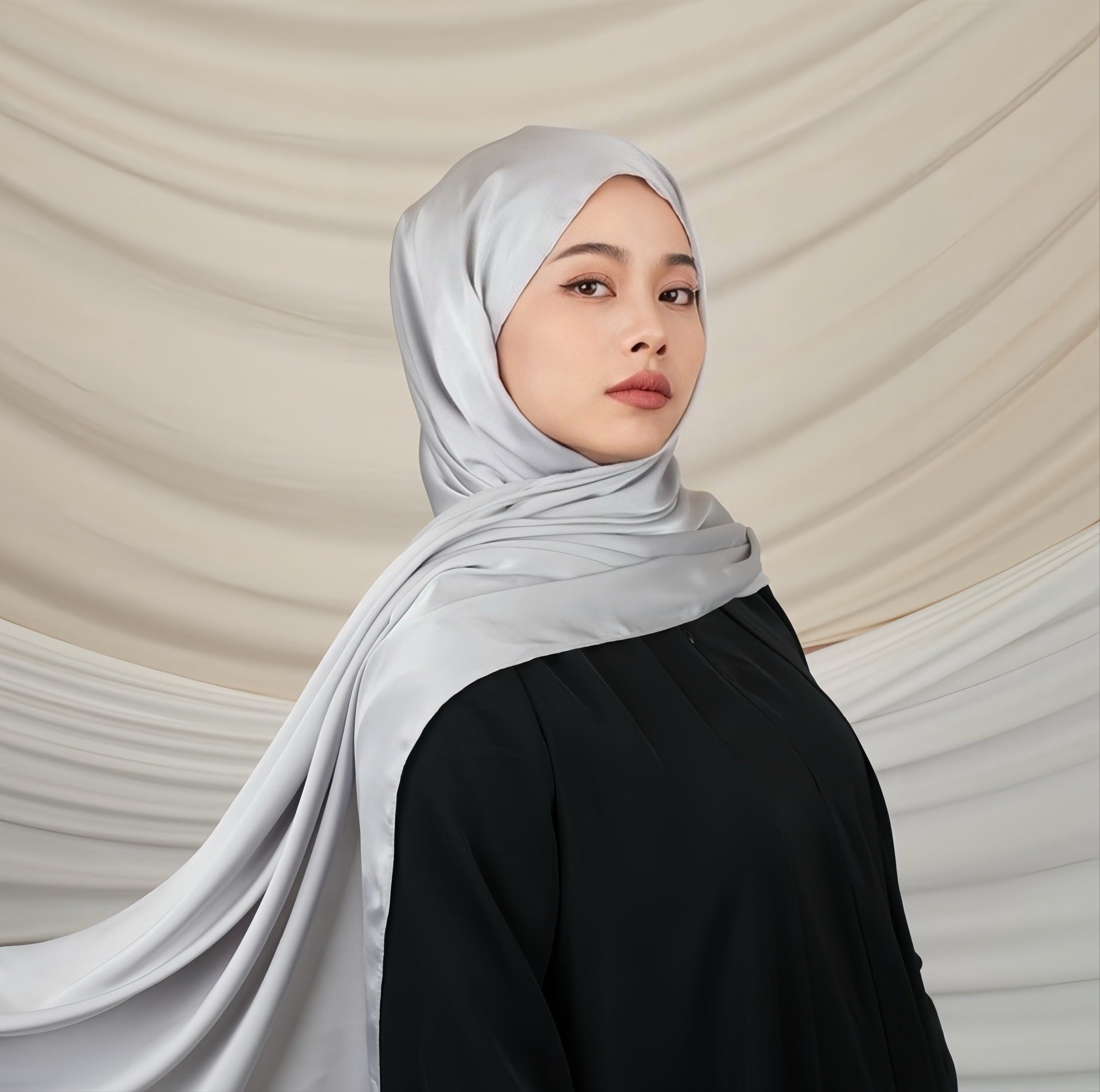Versatile Headscarf Satin Solid Color Hijab (MH168)