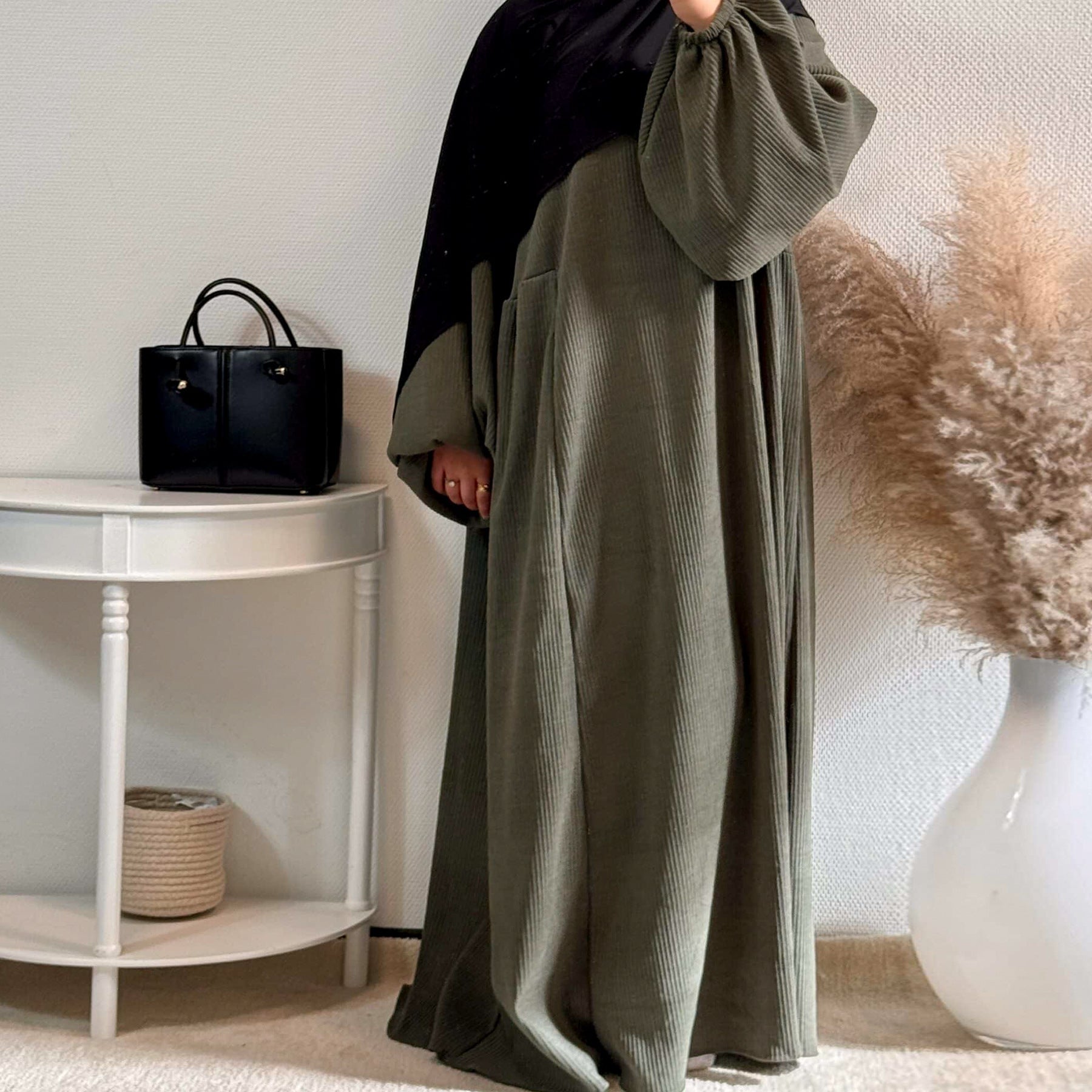 Corduroy Swing Loose Casual Abaya (MA117)